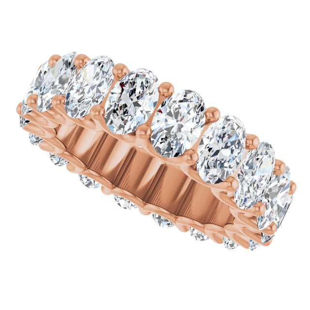 14K Gold Oval Lab-Grown Diamond Shared U-Prong Eternity Band – 6x4 mm Stones - Rose Gold - view 5