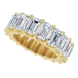 14K Gold Emerald Lab-Grown Diamond Shared U-Prong Eternity Band – 6x4 mm Stones - Yellow Gold - view 5