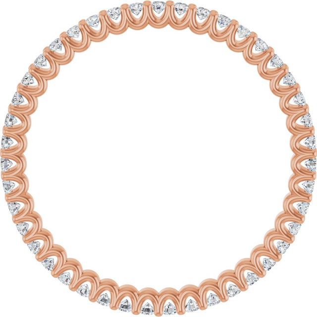 14K Gold Round Natural Diamond Shared U-Prong Eternity Band – 2.5 mm Stones - Rose Gold - view 2