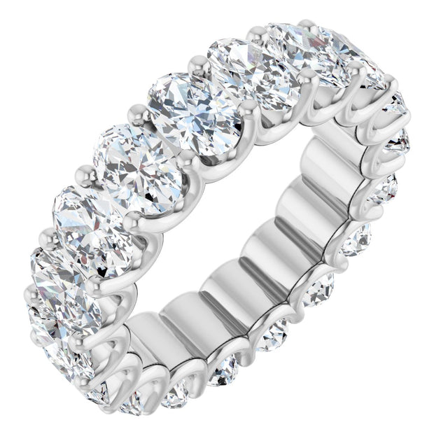 14K Gold Oval Lab-Grown Diamond Shared U-Prong Eternity Band – 6x4 mm Stones - White Gold
