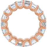 14K Gold Emerald Lab-Grown Diamond Shared U-Prong Eternity Band – 6x4 mm Stones - Rose Gold - view 2