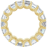 14K Gold Emerald Lab-Grown Diamond Shared U-Prong Eternity Band – 6x4 mm Stones - Yellow Gold - view 2