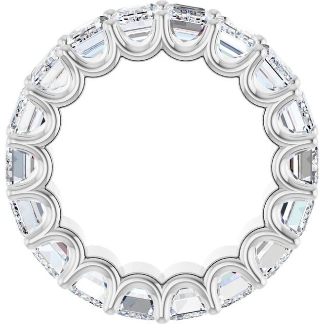 Platinum Emerald Lab-Grown Diamond Shared U-Prong Eternity Band – 6x4 mm Stones - view 2