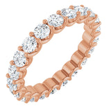 14K Gold Round Natural Diamond Shared U-Prong Eternity Band – 3 mm Stones - Rose Gold