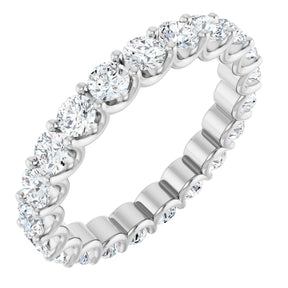 Platinum Round Natural Diamond Shared U-Prong Eternity Band – 3 mm Stones
