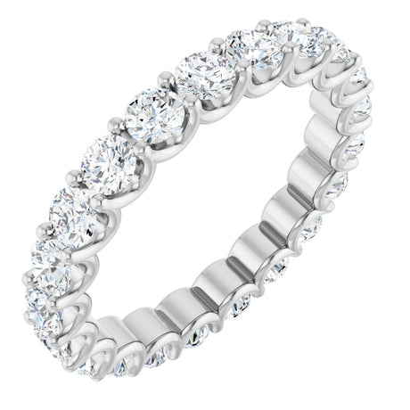 Platinum Round Lab-Grown Diamond Shared U-Prong Eternity Band – 3 mm Stones
