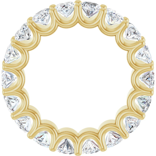 14K Gold Oval Natural Diamond Shared U-Prong Eternity Band – 6x4 mm Stones - Yellow Gold - view 2