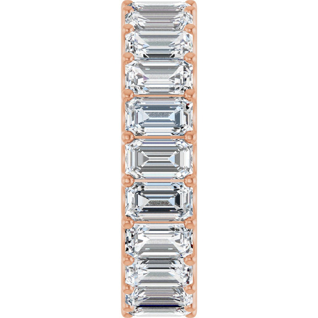 14K Gold Emerald Lab-Grown Diamond Shared U-Prong Eternity Band – 5x3 mm Stones - Rose Gold - view 4