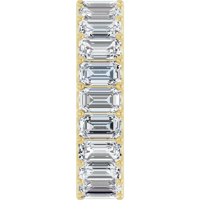 14K Gold Emerald Lab-Grown Diamond Shared U-Prong Eternity Band – 5x3 mm Stones - Yellow Gold - view 4