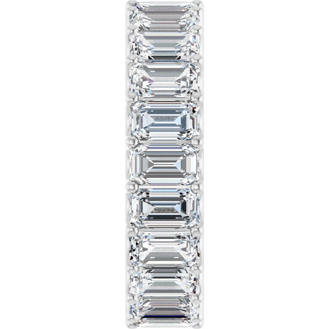 Platinum Emerald Lab-Grown Diamond Shared U-Prong Eternity Band – 5x3 mm Stones - view 4