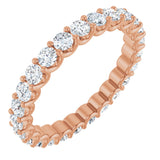 14K Gold Round Natural Diamond Shared U-Prong Eternity Band – 2.5 mm Stones - Rose Gold