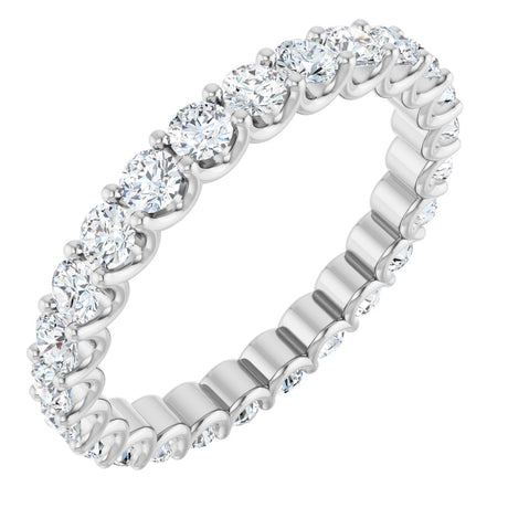 Platinum Round Natural Diamond Shared U-Prong Eternity Band – 2.5 mm Stones