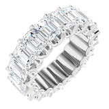 Platinum Emerald Natural Diamond Shared U-Prong Eternity Band – 6x4 mm Stones