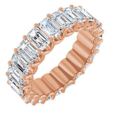 14K Gold Emerald Lab-Grown Diamond Shared U-Prong Eternity Band – 5x3 mm Stones - Rose Gold