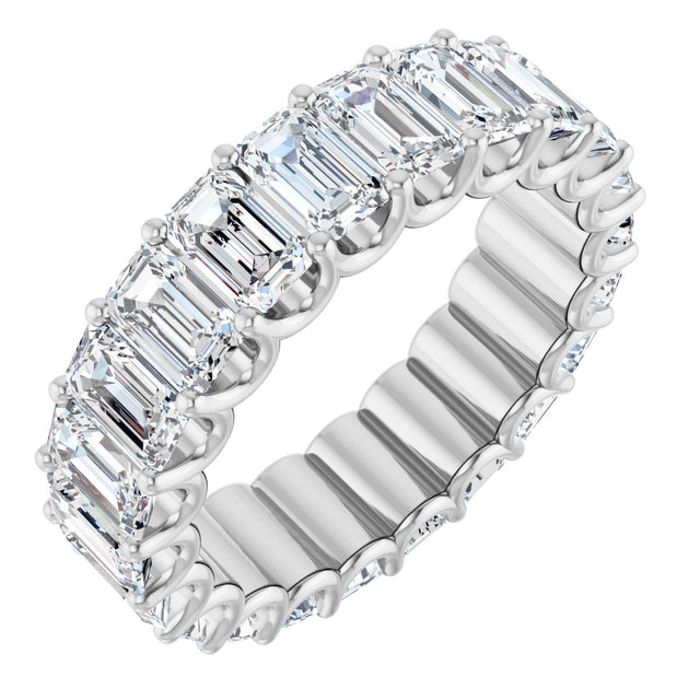 Platinum Emerald Lab-Grown Diamond Shared U-Prong Eternity Band – 5x3 mm Stones