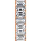 14K Gold Emerald Lab-Grown Diamond Shared U-Prong Eternity Band – 6x4 mm Stones - Rose Gold - view 4