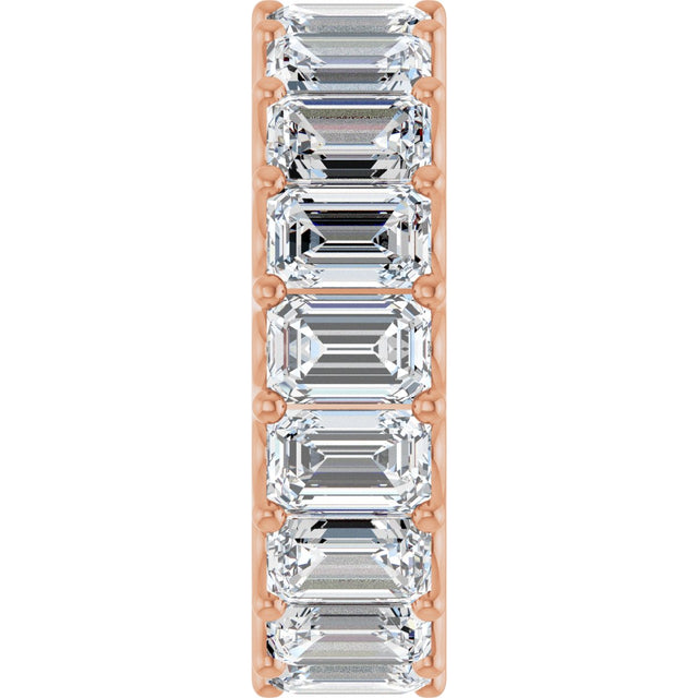 14K Gold Emerald Lab-Grown Diamond Shared U-Prong Eternity Band – 6x4 mm Stones - Rose Gold - view 4