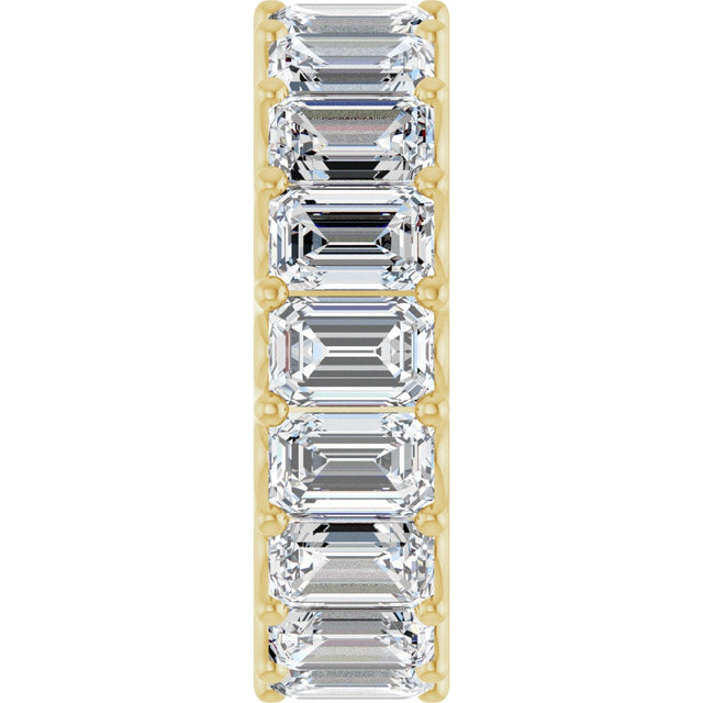 14K Gold Emerald Natural Diamond Shared U-Prong Eternity Band – 6x4 mm Stones - Yellow Gold - view 4