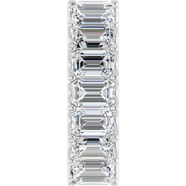 Platinum Emerald Lab-Grown Diamond Shared U-Prong Eternity Band – 6x4 mm Stones - view 4