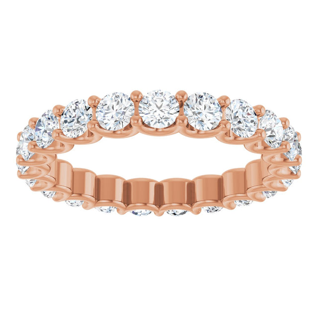 14K Gold Round Lab-Grown Diamond Shared U-Prong Eternity Band – 3 mm Stones - Rose Gold - view 3