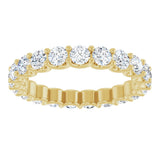 14K Gold Round Natural Diamond Shared U-Prong Eternity Band – 3 mm Stones - Yellow Gold - view 2