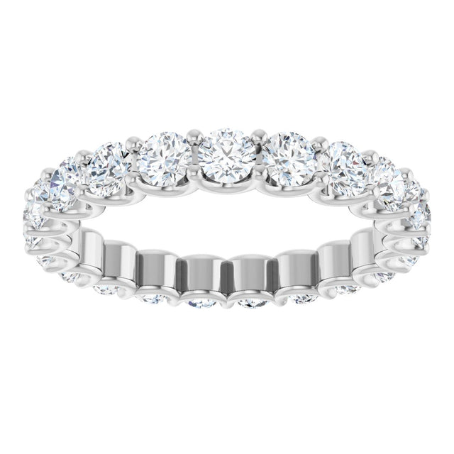 Platinum Round Lab-Grown Diamond Shared U-Prong Eternity Band – 3 mm Stones - view 3