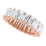14K Gold Emerald Lab-Grown Diamond Shared U-Prong Eternity Band – 5x3 mm Stones - Rose Gold - view 5