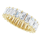 14K Gold Emerald Lab-Grown Diamond Shared U-Prong Eternity Band – 5x3 mm Stones - Yellow Gold - view 5