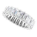 Platinum Emerald Lab-Grown Diamond Shared U-Prong Eternity Band – 5x3 mm Stones - view 5