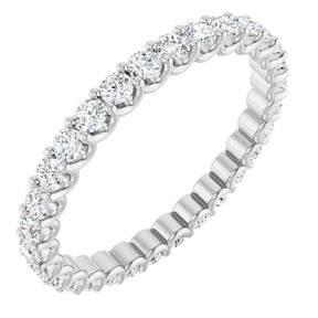 Platinum Round Natural Diamond Shared U-Prong Eternity Band – 2 mm Stones