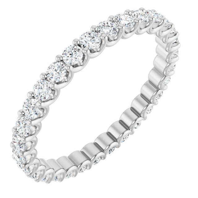 Platinum Round Natural Diamond Shared U-Prong Eternity Band – 2 mm Stones