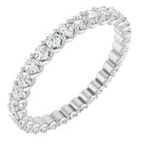 14K Gold Round Natural Diamond Shared U-Prong Eternity Band – 2 mm Stones - White Gold