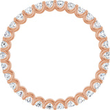 14K Gold Round Natural Diamond Shared U-Prong Eternity Band – 2 mm Stones - Rose Gold - view 2