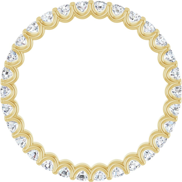 14K Gold Round Natural Diamond Shared U-Prong Eternity Band – 2 mm Stones - Yellow Gold - view 2