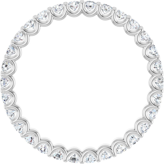 14K Gold Round Natural Diamond Shared U-Prong Eternity Band – 2 mm Stones - White Gold - view 2