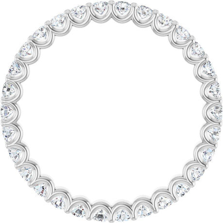 Platinum Round Natural Diamond Shared U-Prong Eternity Band – 2 mm Stones - view 2