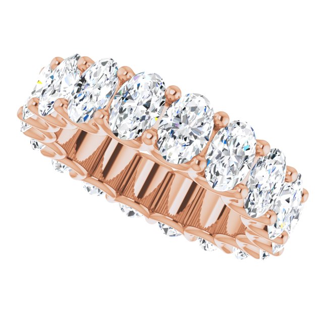 14K Gold Oval Lab-Grown Diamond Shared U-Prong Eternity Band – 6x4 mm Stones - Rose Gold - view 5
