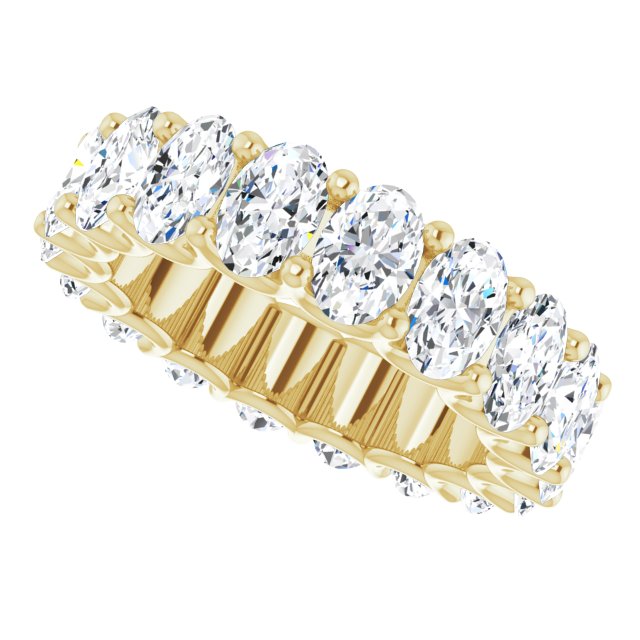 14K Gold Oval Lab-Grown Diamond Shared U-Prong Eternity Band – 6x4 mm Stones - Yellow Gold - view 5