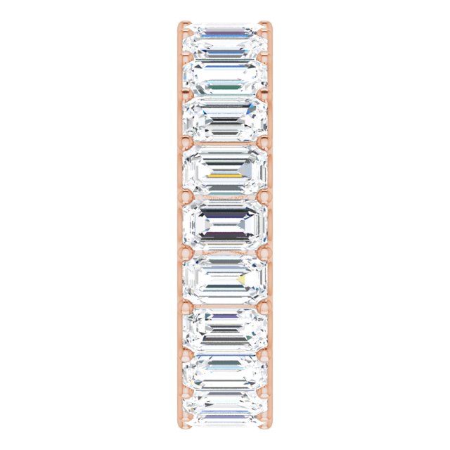 14K Gold Emerald Lab-Grown Diamond Shared U-Prong Eternity Band – 5x3 mm Stones - Rose Gold - view 4