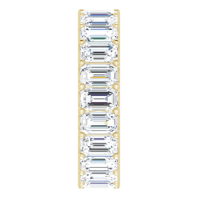 14K Gold Emerald Lab-Grown Diamond Shared U-Prong Eternity Band – 5x3 mm Stones - Yellow Gold - view 4