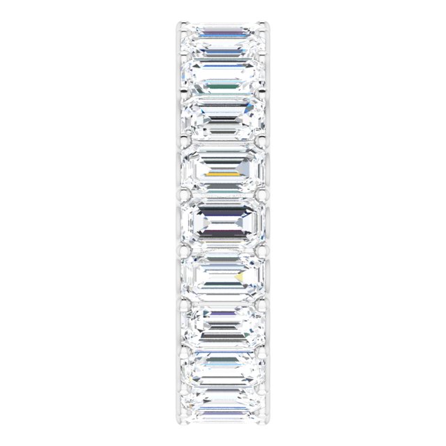 14K Gold Emerald Lab-Grown Diamond Shared U-Prong Eternity Band – 5x3 mm Stones - White Gold - view 4
