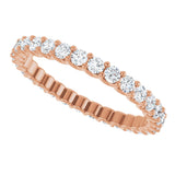 14K Gold Round Natural Diamond Shared U-Prong Eternity Band – 2 mm Stones - Rose Gold - view 5