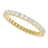 14K Gold Round Natural Diamond Shared U-Prong Eternity Band – 2 mm Stones - Yellow Gold - view 5