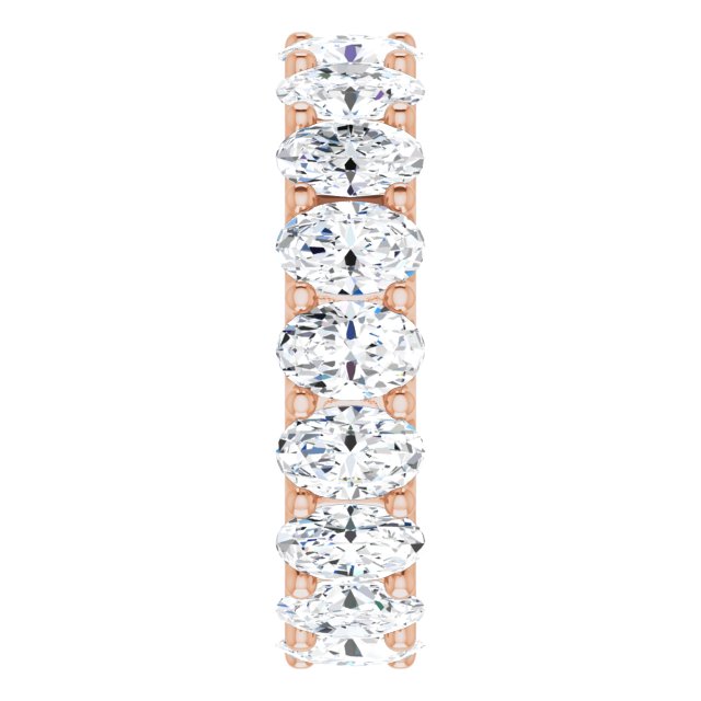 14K Gold Oval Lab-Grown Diamond Shared U-Prong Eternity Band – 6x4 mm Stones - Rose Gold - view 4
