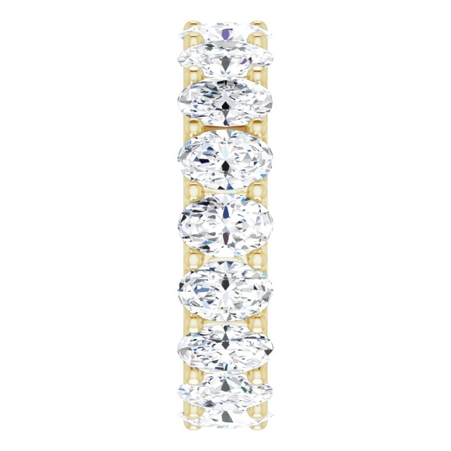 14K Gold Oval Lab-Grown Diamond Shared U-Prong Eternity Band – 6x4 mm Stones - Yellow Gold - view 4