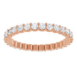14K Gold Round Natural Diamond Shared U-Prong Eternity Band – 2 mm Stones - Rose Gold - view 3