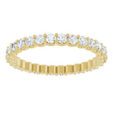 14K Gold Round Natural Diamond Shared U-Prong Eternity Band – 2 mm Stones - Yellow Gold - view 3