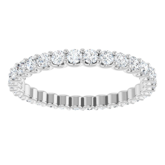 Platinum Round Lab-Grown Diamond Shared U-Prong Eternity Band – 2 mm Stones - view 3