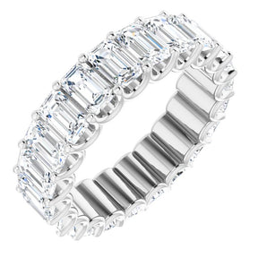 Platinum Emerald Lab-Grown Diamond Shared U-Prong Eternity Band – 5x3 mm Stones