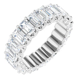 14K Gold Emerald Natural Diamond Shared U-Prong Eternity Band – 5x3 mm Stones - White Gold